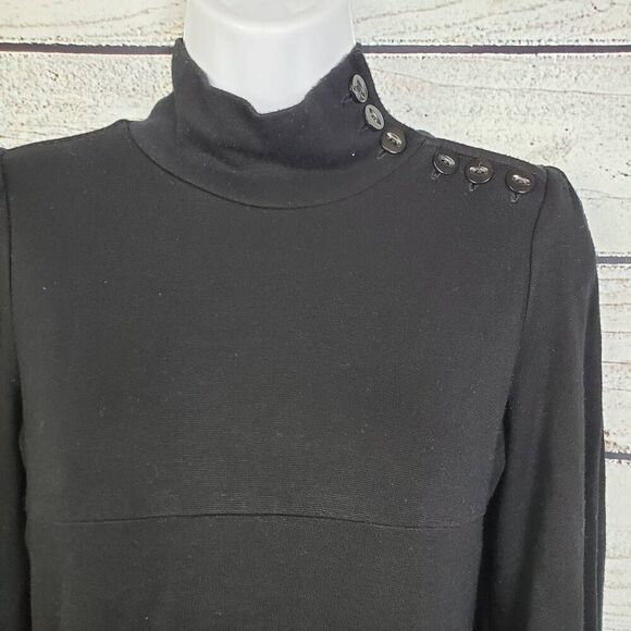 Karen Kane Black Mock Neck Sweater Dress Size M Long Sleeve USA Made - Picture 3 of 7